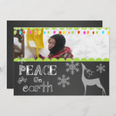 Peace on Earth Chalkboardホリデーフォトカード シーズンカード (正面/裏面)