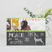 Peace on Earth Chalkboardホリデーフォトカード シーズンカード (スタンド正面)