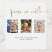Peace on Earth Christmas 3フォトコラージュグリッター ワインラベル (シングルラベル)