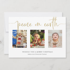 Peace on Earth Christmas 3フォトコラージュグリッターH シーズンカード