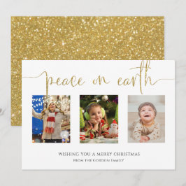 Peace on Earth Christmas 3フォトコラージュグリッターH シーズンカード