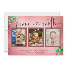 Peace on Earth Christmas 3フォトリースバラ金ゴールド