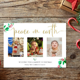 Peace on Earth Christmas 3 Photoリース水彩画 シーズンカード