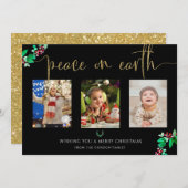 Peace on Earth Christmas 3 Photoリース水彩画 シーズンカード (正面/裏面)