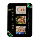 Peace on Earth Christmas 3 Photoリース水彩画 マグネット (縦)