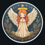 Peace on Earth Christmas Angel ID1082 ラウンドシール<br><div class="desc">クリーミーな白、濃い緑、金ゴールドの美しいカラーパレットと、この愛らしいクリスマスエンジェルデザインは、あなたの休日の挨拶を追加するテンプレートお気に入りのを備えている。例として「地上の平和」を提供。ID1082を検索しユニークて、このおもしろいセット内の他のデザインを確認できる。</div>