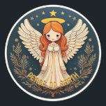 Peace on Earth Christmas Angel ID1082 ラウンドシール<br><div class="desc">クリーミーな白、濃い緑、金ゴールドの美しいカラーパレットと、この愛らしいクリスマスエンジェルデザインは、あなたの休日の挨拶を追加するテンプレートお気に入りのを備えている。例として「地上の平和」を提供。ID1082を検索しユニークて、このおもしろいセット内の他のデザインを確認できる。</div>