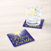 Peace on Earth Christmas Star Coaster スクエアペーパーコースター (インサイチュ)
