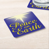 Peace on Earth Christmas Star Coaster スクエアペーパーコースター (アングル)