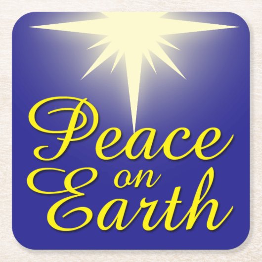 Peace on Earth Christmas Star Coaster スクエアペーパーコースター (正面)