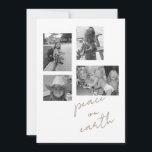 Peace on Earth Collage B/Wフォトフラットホリデーカード シーズンカード<br><div class="desc">Peace on Earthコラージュ写真クリスマスカード。シンプル5枚。白黒の写真写真に適用されるフィルタ。</div>