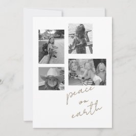 Peace on Earth Collage B/Wフォトフラットホリデーカード シーズンカード