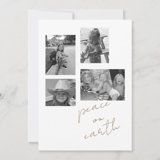 Peace on Earth Collage B/Wフォトフラットホリデーカード シーズンカード (正面)