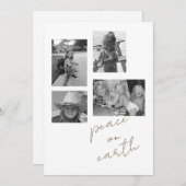 Peace on Earth Collage B/Wフォトフラットホリデーカード シーズンカード (正面/裏面)