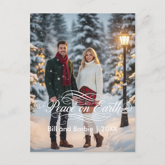 Peace on Earth Couples Photo Front シーズンポストカード (正面)
