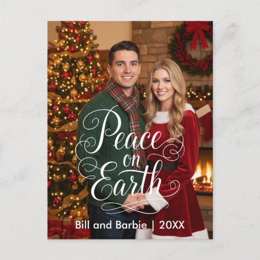 Peace on Earth Couples Photo Front シーズンポストカード (正面)