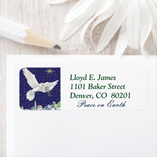 Peace on Earth Doveクリスマス ラベル (インサイチュ)