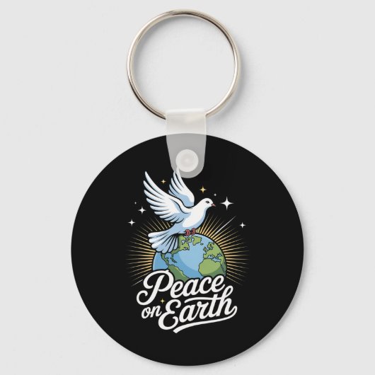 Peace On Earth Dove And Globe Faith Christmas  キーホルダー (正面)