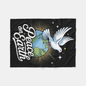 Peace On Earth Dove And Globe Faith Christmas  フリースブランケット (正面(横))
