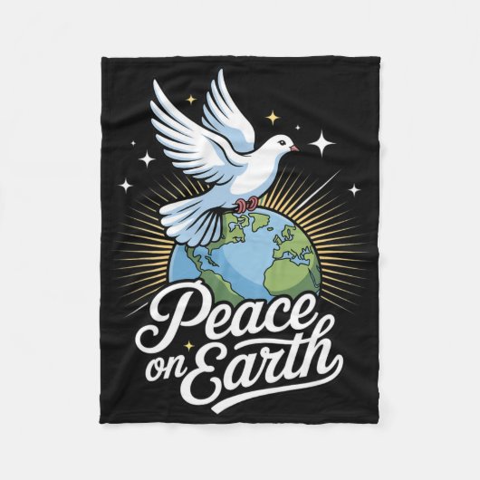 Peace On Earth Dove And Globe Faith Christmas  フリースブランケット (正面)