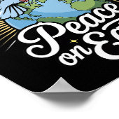Peace On Earth Dove And Globe Faith Christmas  ポスター (角)