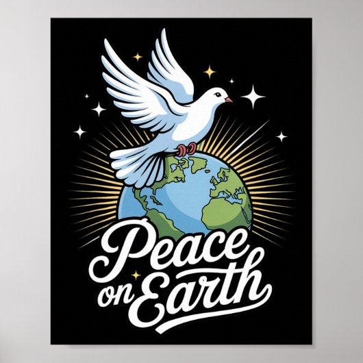 Peace On Earth Dove And Globe Faith Christmas  ポスター (正面)