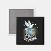 Peace On Earth Dove And Globe Faith Christmas  マグネット (正面/裏面)
