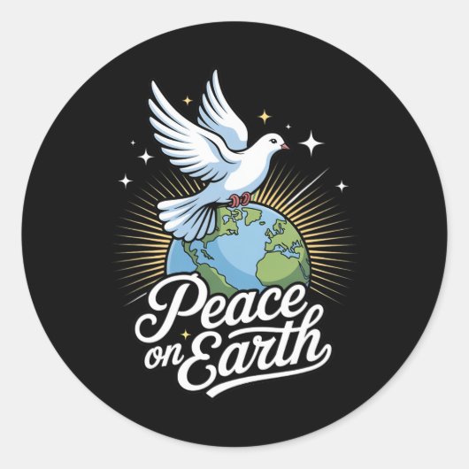 Peace On Earth Dove And Globe Faith Christmas  ラウンドシール (正面)