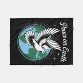 Peace On Earth Dove And Globe Faith Christmas Spir フリースブランケット (正面(横))