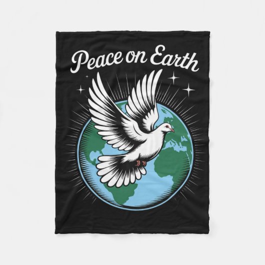 Peace On Earth Dove And Globe Faith Christmas Spir フリースブランケット (正面)