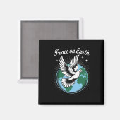 Peace On Earth Dove And Globe Faith Christmas Spir マグネット (正面/裏面)