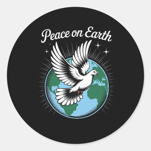 Peace On Earth Dove And Globe Faith Christmas Spir ラウンドシール (正面)