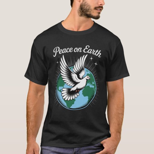 Peace On Earth Dove And Globe Faith Christmas Spir Tシャツ (正面)