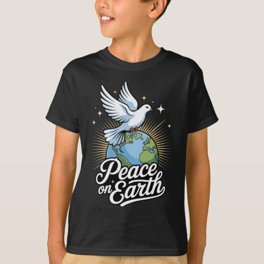Peace On Earth Dove And Globe Faith Christmas  Tシャツ (正面)