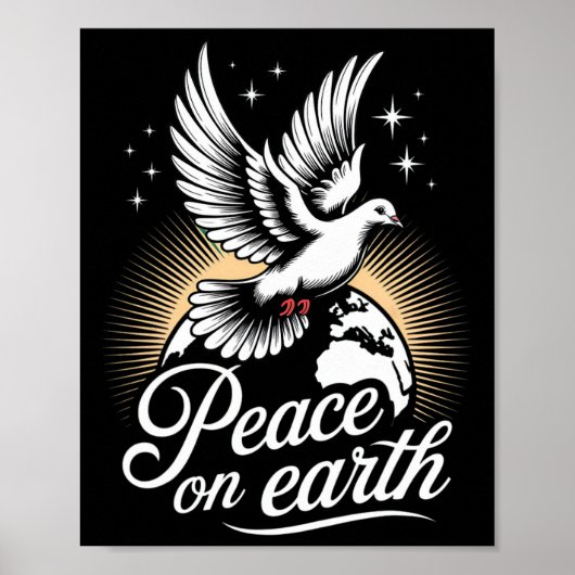 Peace On Earth Dove And Globe Peaceful Christmas  ポスター (正面)