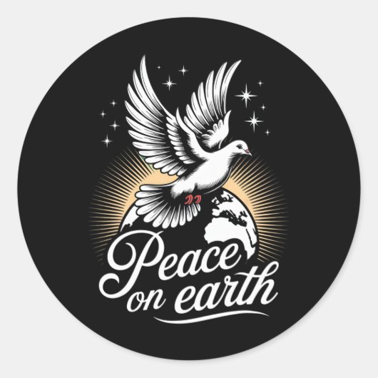 Peace On Earth Dove And Globe Peaceful Christmas ラウンドシール (正面)