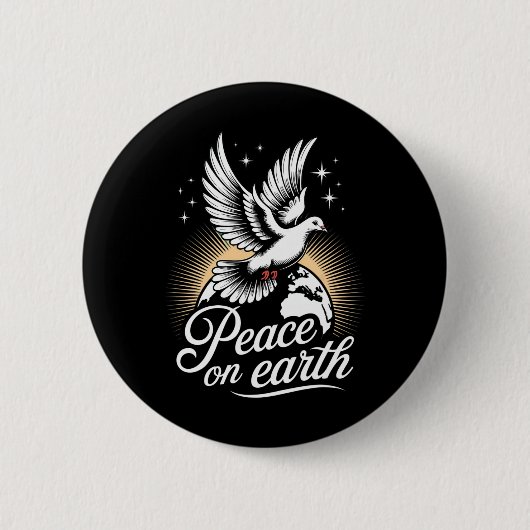 Peace On Earth Dove And Globe Peaceful Christmas  缶バッジ (正面)