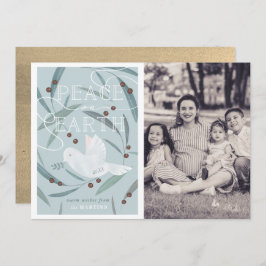 Peace on Earth Dove Blue写真クリスマスカード 招待状