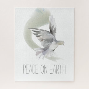 Peace on Earth Dove Gray and White ジグソーパズル