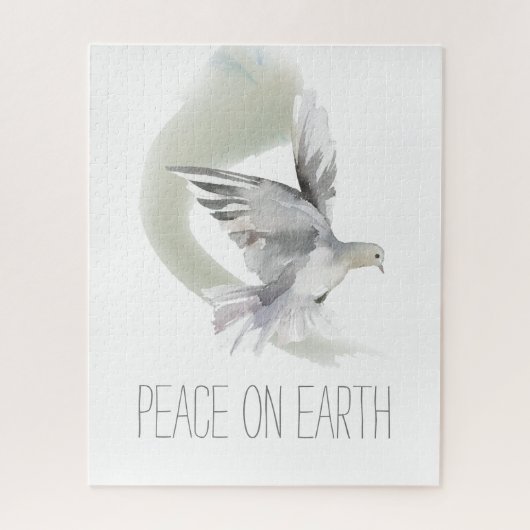 Peace on Earth Dove Gray and White ジグソーパズル (縦)