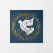 Peace on Earth Dove Holidayフォトトリフォールドカード 三つ折りカード (カバー)