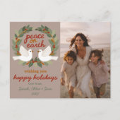 Peace on Earth Dovesクリスマスカスタム写真 シーズンポストカード (正面)
