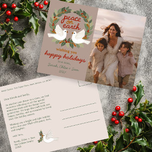 Peace on Earth Dovesクリスマスカスタム写真 シーズンポストカード