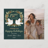 Peace on Earth Dovesクリスマスカスタム3 PHOTO シーズンポストカード (正面)
