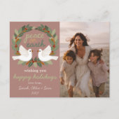 Peace on Earth Dovesクリスマスカスタム3 PHOTO シーズンポストカード (正面)