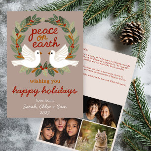 Peace on Earth Dovesクリスマスカスタム4 PHOTO シーズンカード
