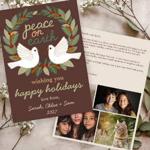 Peace on Earth Dovesクリスマスカスタム4 PHOTO シーズンカード
