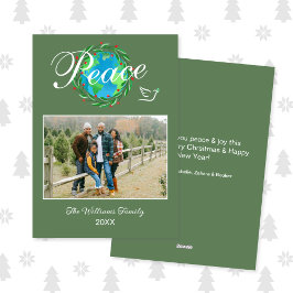 Peace on Earth Elegant Script Christmas Photo シーズンカード