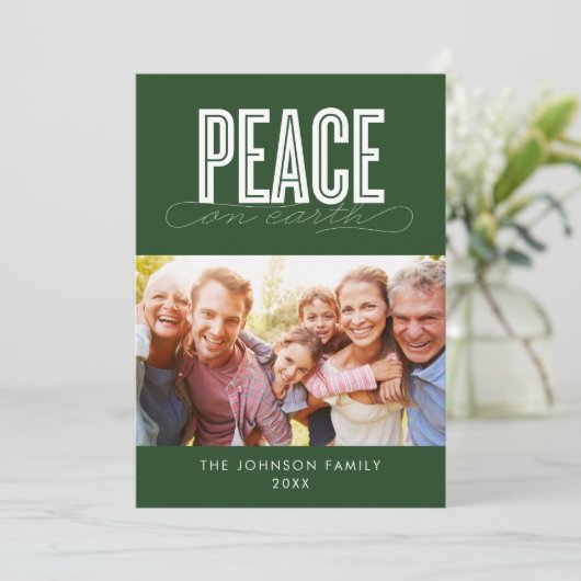 PEACE ON EARTH FAMILY写真クリスマス シーズンカード (スタンド正面)
