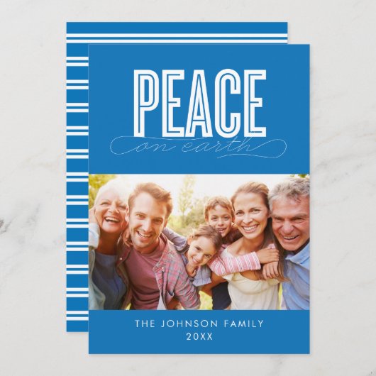 PEACE ON EARTH FAMILY写真クリスマス シーズンカード (正面/裏面)